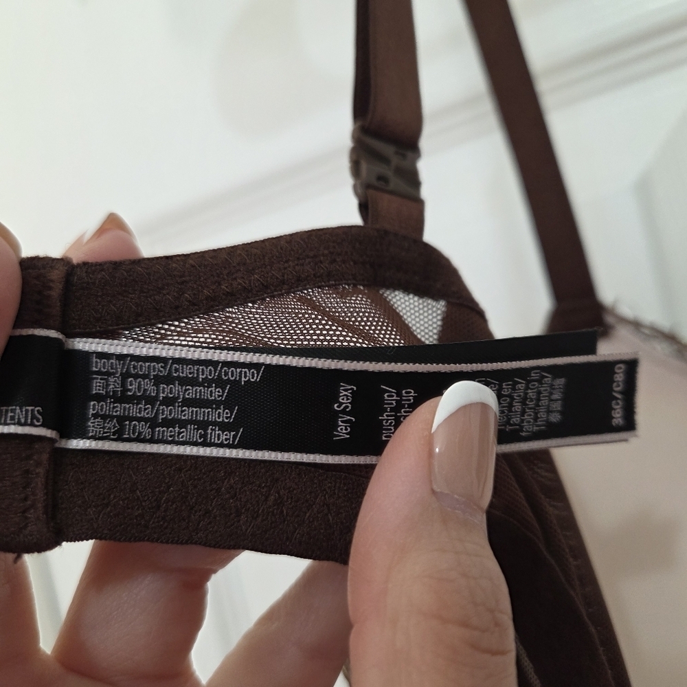 Victoria''s Secret Very Sexy Shimmer Lace Push-up Brown Bra Size 36C - Picture 7 of 9